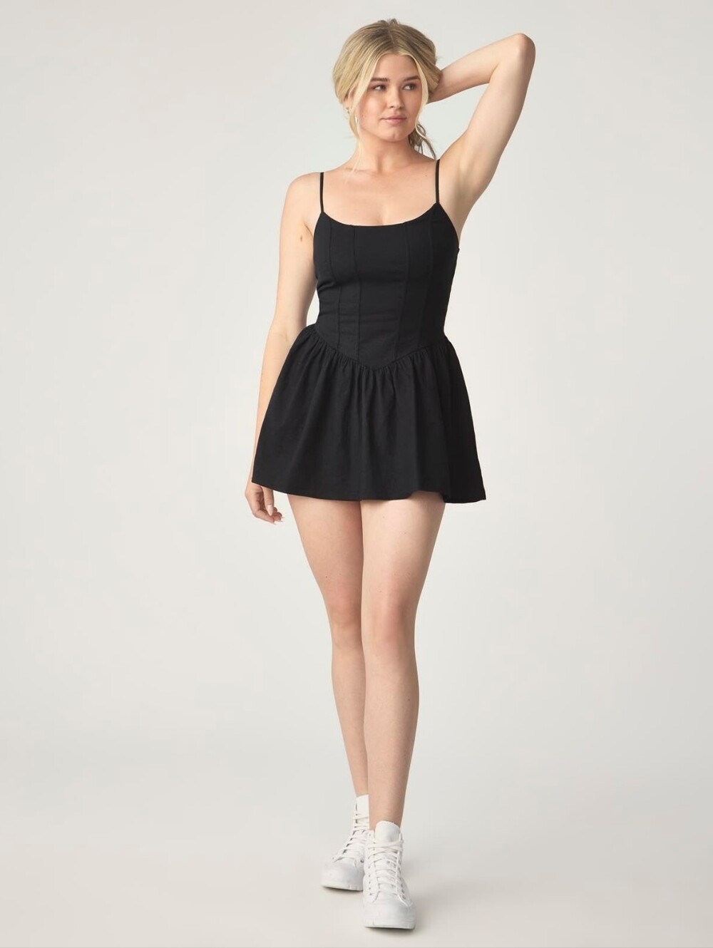 Casual Black Spaghetti-Strap Mini Dress